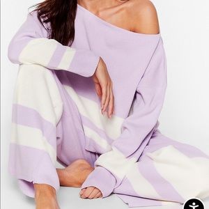 Striped Sweater and Wide-Leg Lounge Set